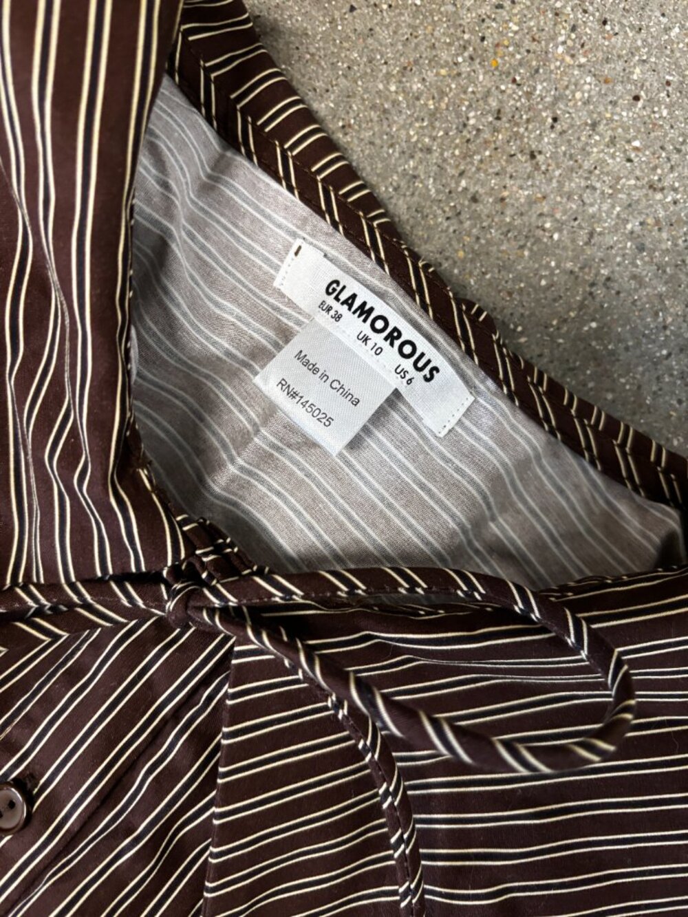 ASOS Glamorous poplin mini shirt dress in brown and buttermilk stripes - Picture 6 of 6